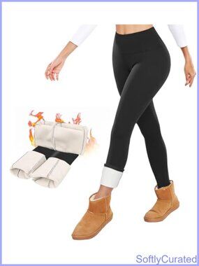 Fleece Lined Leggings High Waisted Tummy Control Thermal Winter Pants